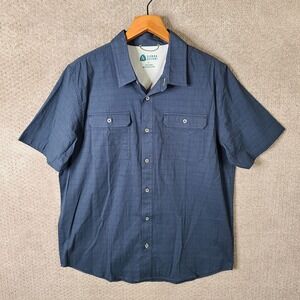 Sierra Designs Shirt Mens L Blue Short Sleeve Button Up Cotton Blend Outdoor‎